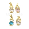 Rack Plating Brass Glass Pendants KK-P272-18-G-1