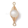Natural Moonstone Copper Wire Wrapped Connector Charms PALLOY-JF02518-01-1