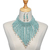 Alloy & Natural Shell & Wood Bead Necklaces & Dangle Earrings for Women FS-WG28A7F-04-1