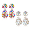 ANATTASOUL 2 Pairs 2 Colors Rhinestone Teardrop Dangle Stud Earrings EJEW-AN0001-95-1