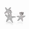 Brass Micro Pave Clear Cubic Zirconia Stud Earrings EJEW-R144-006P-NF-1