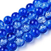 Transparent Crackle Baking Paint Glass Beads Strands DGLA-T003-01B-03-1