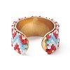 Glass Seed Beaded Wave Open Cuff Rings RJEW-MZ00008-3