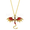 Alloy Enamel Dragon Pendant Necklaces NJEW-V005-01AG-01-1