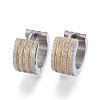 Textured 304 Stainless Steel Huggie Hoop Earrings EJEW-L252-014GP-1