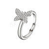 Adjustable Brass Pave Cubic Zirconia Enamel Rotating Finger Rings for Women FS-WGAC909-01-3