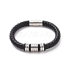 304 Stainless Steel Column Beaded Bracelet with Magnetic Clasps BJEW-P275-14P-1