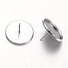 Tarnish Resistant Flat Round 304 Stainless Steel Stud Earring Settings STAS-M227-18mm-2
