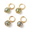 Round Natural Agate Beads Dangle Huggie Hoop Earrings EJEW-JE04718-03-1