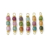 Natural Multicolor Tourmaline Faceted Cube Beaded Connector Charms PALLOY-JF05306-1