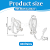 30 Pairs 925 Sterling Silver Clip-on Earring Findings STER-PH0005-01S-2