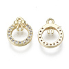Brass Micro Pave Clear Cubic Zirconia Charms X-KK-S348-520-NF-2