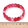 Dyed & Heated Natural Agate Oval Beaded Stretch Bracelet G-E010-01-17-3