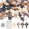 80Pcs 4 Colors Cross Wooden Pendants DIY-NB0007-52-1
