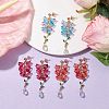 3 Pairs 3 Color Flower of Life Glass Dangle Stud Earrings EJEW-TA00350-2