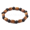 Natural Wood Beaded Stretch Bracelets BJEW-JB09621-3