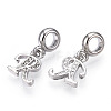 Platinum Rack Plating Alloy Rhinestone European Dangle Charms PALLOY-T048-36P-R-2