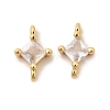 Brass Pave Clear Cubic Zirconia Connector Charms KK-P340-07A-G-1