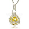 Silver Color Plated Brass Hollow Round Cage Pendants KK-J235-08S-2