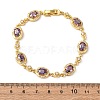 Oval Brass Micro Pave Cubic Zirconia Link Chain Bracelets for Women BJEW-D387-04G-7