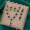 Teardrop Brass Rhinestone Necklaces & Link Bracelets & Stud Earring Sets FS-WGE0FD5-05-1