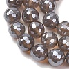 Electroplated Natural Agate Beads Strands G-B191-A07-8mm-05-3