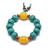 Buddha Meditation Synthetic Turquoise Stretch Bracelets BJEW-K212-G-2