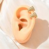 C-Shaped with Oval Brass Micro Pave Clear Cubic Zirconia Cuff Earrings EJEW-L316-01G-09-1