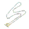 Unisex Vacuum Plating 304 Stainless Steel Paperclip Chain Necklaces NJEW-H215-04MC-1