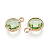 Golden Tone Brass Glass Charms X-GLAA-ZX008-24K-G-2
