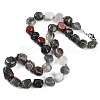 Natural Bloodstone Nuggets Beaded Necklaces for Women Men NJEW-K388-01G-1