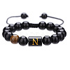 Adjustable Natural Tiger Eye and Glass Beaded Braided Bead Bracelets for Men Women FS-WGD7D76-14-1