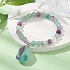 Natural Rainbow Fluorite & Synthetic Hematite Beaded Stretch Bracelet BJEW-JB09760-01-2