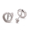 Rhodium Plated 925 Sterling Silver Stud Earring Settings STER-F032-01P-2