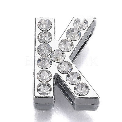 Alloy Letter Slide Charms RB-F034-01K-P-RS-1