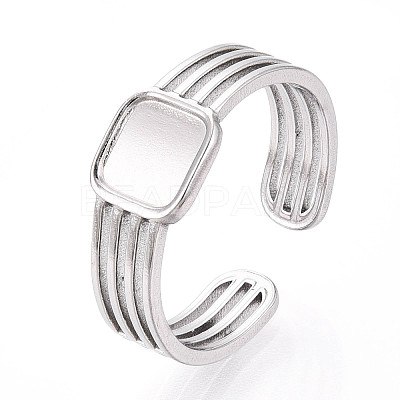 304 Stainless Steel Cuff Rings Components STAS-N113-07P-1
