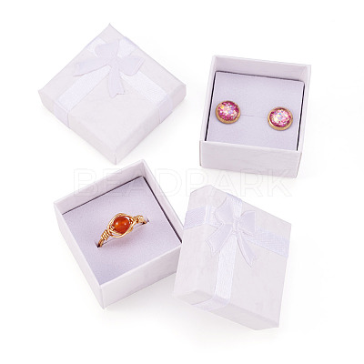 Square Paper Jewelry Ring Gift Boxes with Bowknot CON-TAC0010-80E-1