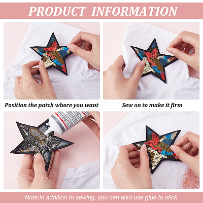 Star Sew on PVC Sequins Patches PATC-FG0001-15-1