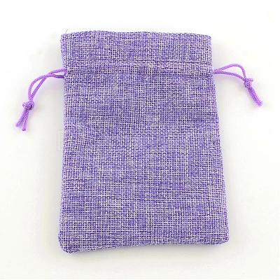 Polyester Imitation Burlap Packing Pouches Drawstring Bags ABAG-R004-18x13cm-08-1