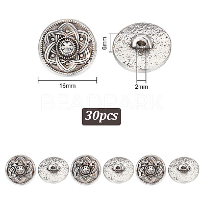 30Pcs Zinc Alloy Shank Buttons BUTT-GO0001-01-1