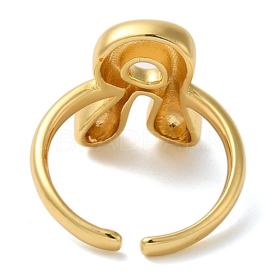 Initials Brass Open Cuff Ring for Women RJEW-N046-02R-G-1