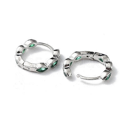 Green Cubic Zirconia Horse Eye Wrap Hoop Earrings LS-EJEW-K083-34P-C-1