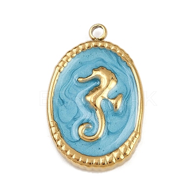 304 Stainless Steel Enamel Pendants STAS-K311-08B-01-1