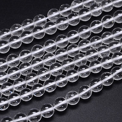 Round Natural Grade A Quartz Crystal Bead Strands G-H1648-8mm-01N-A-01-1