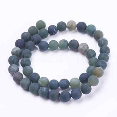 Natural Moss Agate Beads Strands G-F520-58-8mm-1