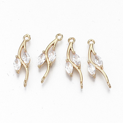Brass Micro Pave Cubic Zirconia Links Connectors X-KK-S359-080-RS-1