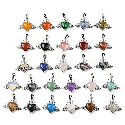 Natural & Synthetic Mixed Gemstone with Clear Cubic Zirconia Pendants G-G133-02P-1