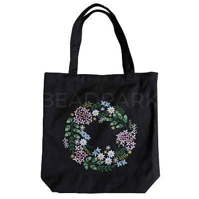 DIY Flower Wreath Pattern Tote Bag Embroidery Kit PW22121376717-1