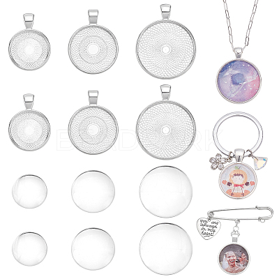 42Pcs 3 Styles Alloy Pendant Cabochon Settings FIND-WR0012-16-1