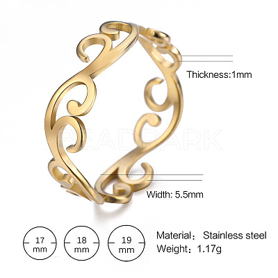 Branch 304 Stainless Steel Finger Rings FS-WG833A8-08-1